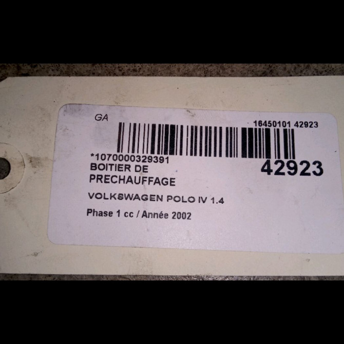 Boitier de préchauffage occasion VOLKSWAGEN POLO IV Phase 1 01-2002->05-2005 1.4 TDI 75ch 3