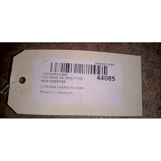 Colonne de direction non assistee occasion CITROEN XSARA PICASSO Phase 2 02-2004->12-2010 1.6 HDI 110ch 4123CC 2