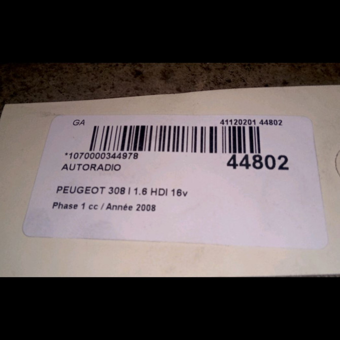 Autoradio occasion PEUGEOT 308 I Phase 1 09-2007->03-2011 1.6 HDI 16v 90ch 16077683XH 3