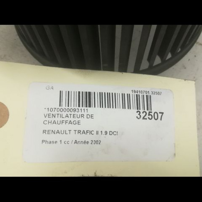Ventilateur de chauffage occasion RENAULT TRAFIC II Phase 1 10-2001->08-2006 1.9 DCI 100ch 7701208225 3