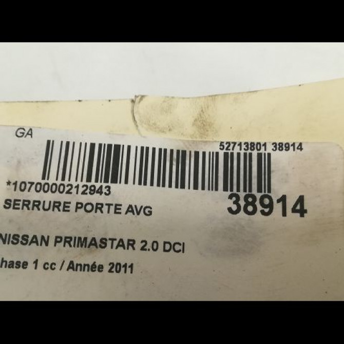 Serrure porte avg occasion NISSAN PRIMASTAR phase 1 08-2006->... 2.0 DCI 115ch 8050300QAE 3