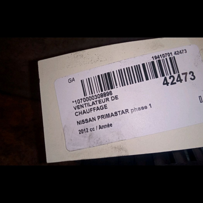 Ventilateur de chauffage occasion NISSAN PRIMASTAR phase 1 08-2006->... 2761400QAD 3