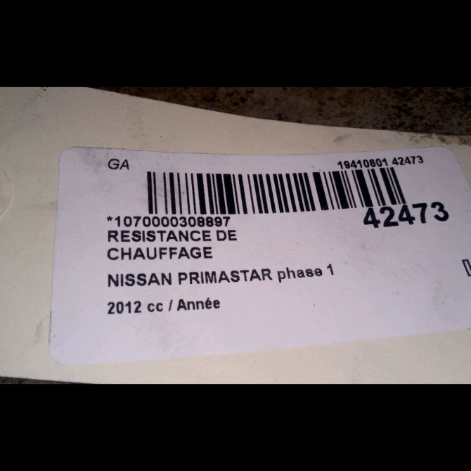 Resistance de chauffage occasion NISSAN PRIMASTAR phase 1 08-2006->... 2733500QAC 3