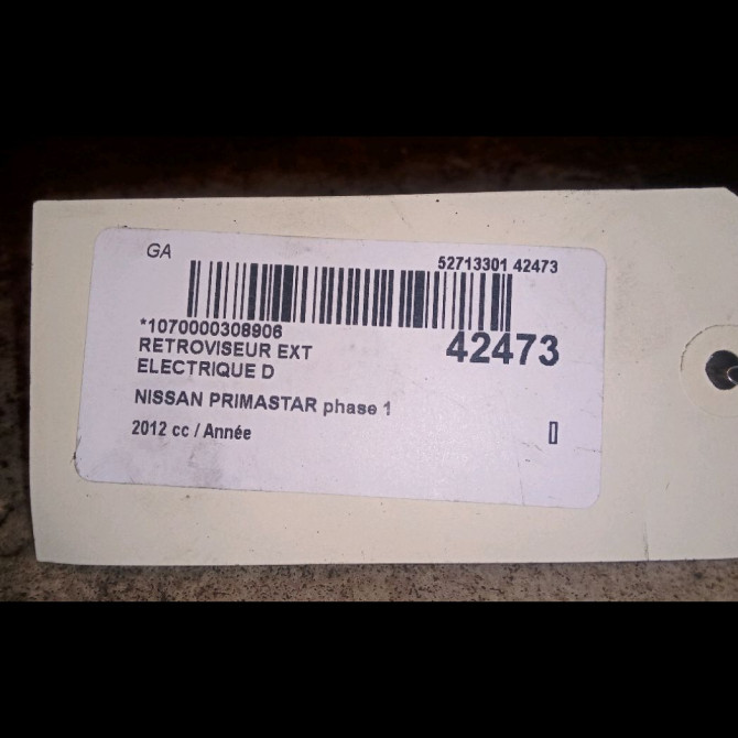 Retroviseur exterieur electrique droit occasion NISSAN PRIMASTAR phase 1 08-2006->... 9630100Q0A 4