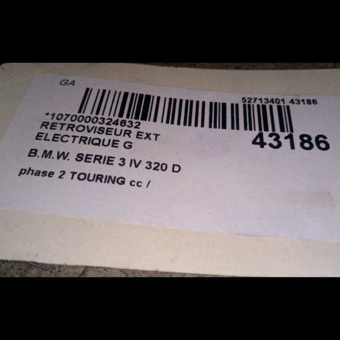 Retroviseur exterieur electrique gauche occasion B.M.W. SERIE 3 IV Phase 1 04-1995->04-1999 320 D 150ch 51168245129 3