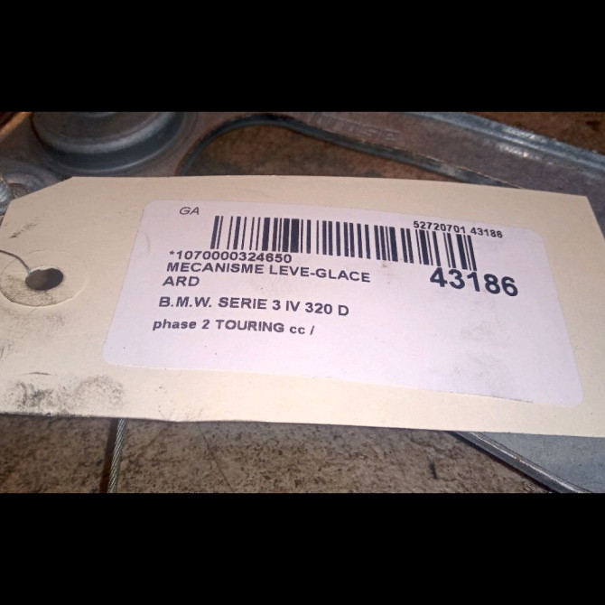 Mecanisme leve-glace arrière droit occasion B.M.W. SERIE 3 IV Phase 1 04-1995->04-1999 320 D 150ch 51347011206 3