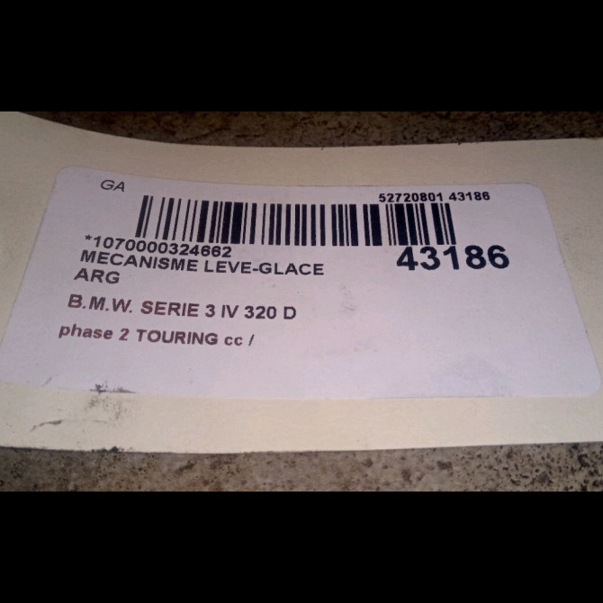 Mecanisme leve-glace arrière gauche occasion B.M.W. SERIE 3 IV Phase 1 04-1995->04-1999 320 D 150ch 51347011205 3