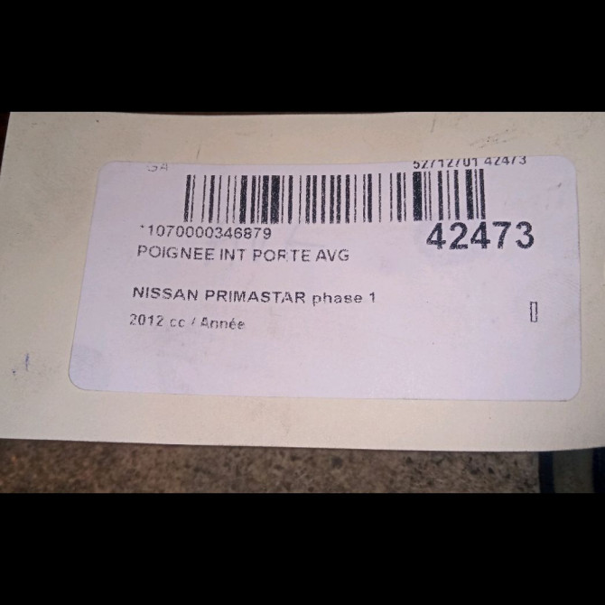 Poignee int porte avg occasion NISSAN PRIMASTAR phase 1 08-2006->... 8067100Q0H 3