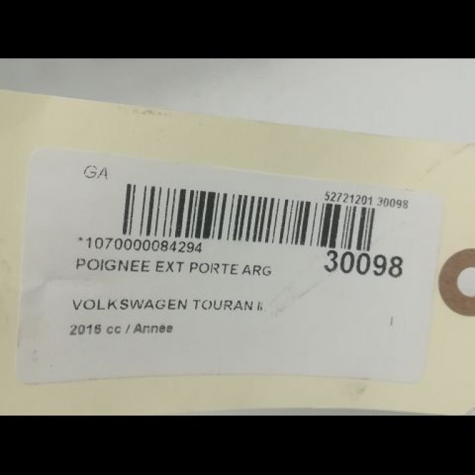 Poignee ext porte arg occasion VOLKSWAGEN TOURAN III Phase 1 06-2015->... 5TA837205AGRU 3