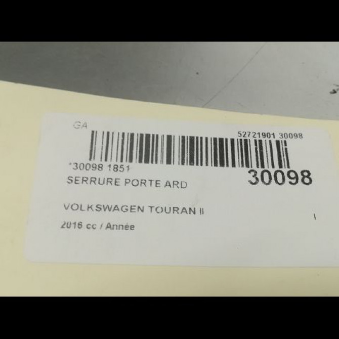 Serrure porte ard occasion VOLKSWAGEN TOURAN III Phase 1 06-2015->... 5TA839016E 4