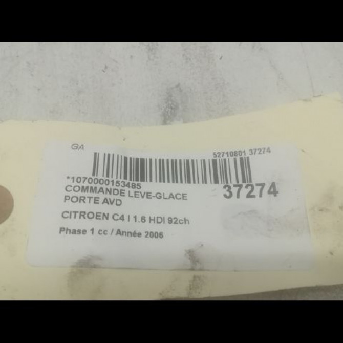 Commande lève-glace porte avant droite occasion CITROEN C4 I Phase 1 11-2004->07-2008 1.6 HDI 92ch 6554HF 3