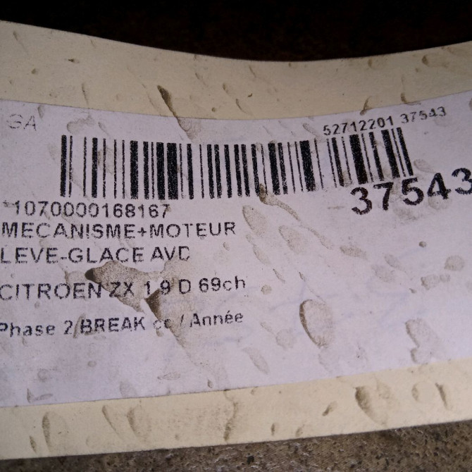 Mecanisme + moteur lève-glace avant droit occasion CITROEN ZX Phase 2 BREAK 07-1994->06-1998 1.9 D 69ch 9222A1 3
