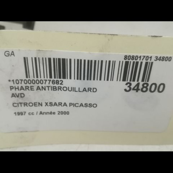 Phare antibrouillard avant droit occasion CITROEN XSARA PICASSO Phase 1 12-1999->02-2004 2.0 HDi 90ch 6204AA 3