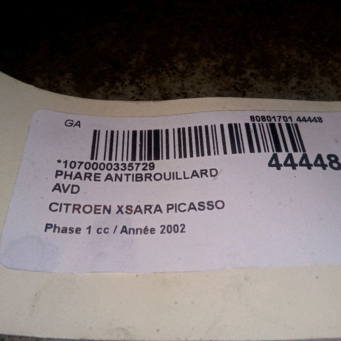Phare antibrouillard avant droit occasion CITROEN XSARA PICASSO Phase 1 12-1999->02-2004 2.0 HDi 90ch 6204AA 3