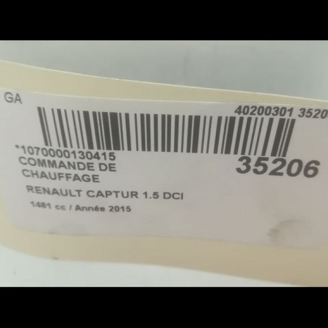 Commande de chauffage occasion RENAULT CAPTUR Phase 1 02-2013->... 1.5 DCI 90ch 275108796R 3