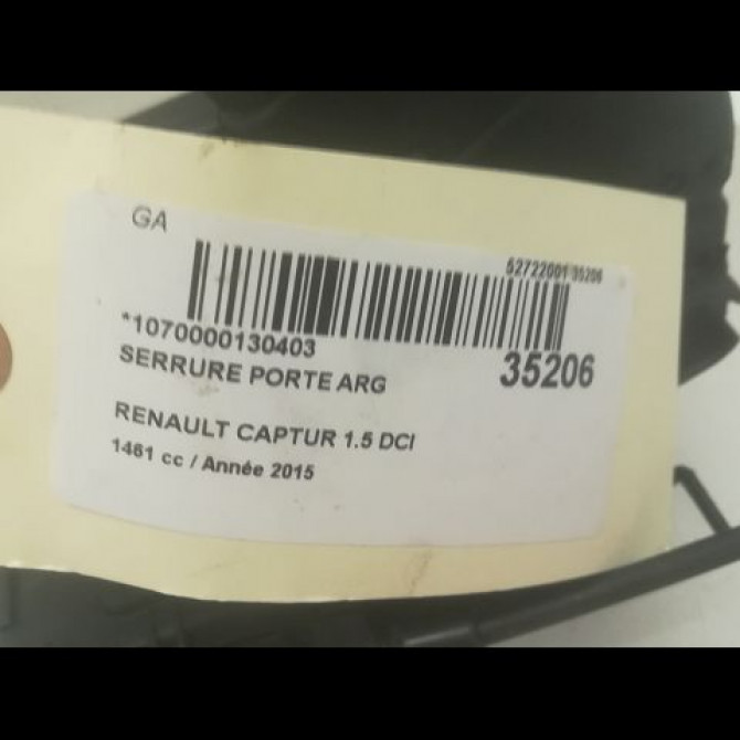 Serrure porte arg occasion RENAULT CAPTUR Phase 1 02-2013->... 1.5 DCI 90ch 805034742R 5