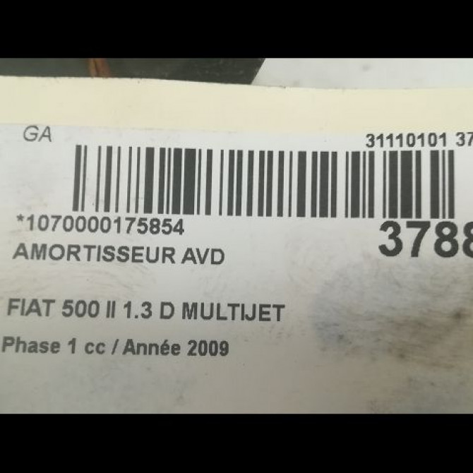 Amortisseur avant droit occasion FIAT 500 II 500 II Phase 1 2007-07-01->2016-03-31 1.3 D MULTIJET 16v 75ch 51857834 2