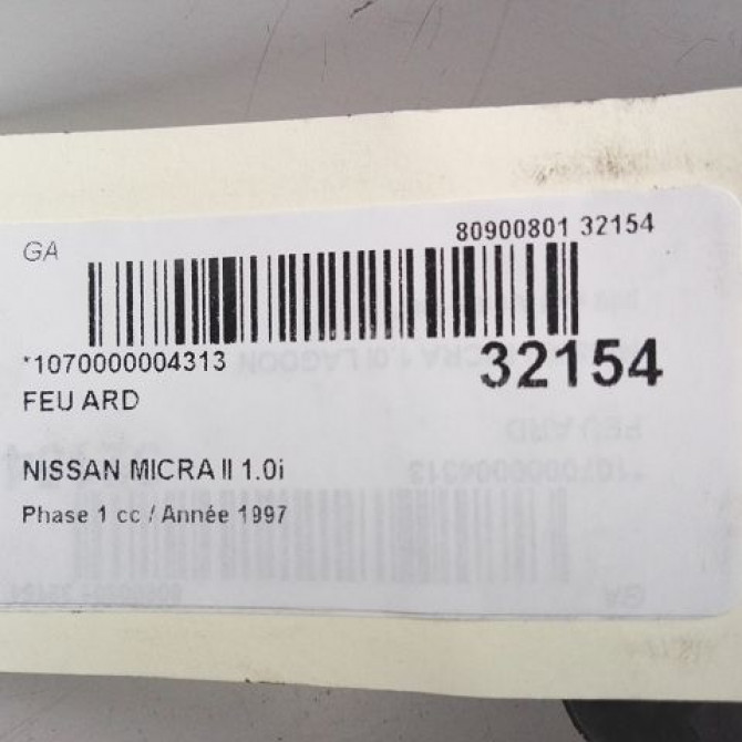 Feu arrière droit occasion NISSAN MICRA II Phase 1 10-1992->09-1996 1.0i B65505F301 3