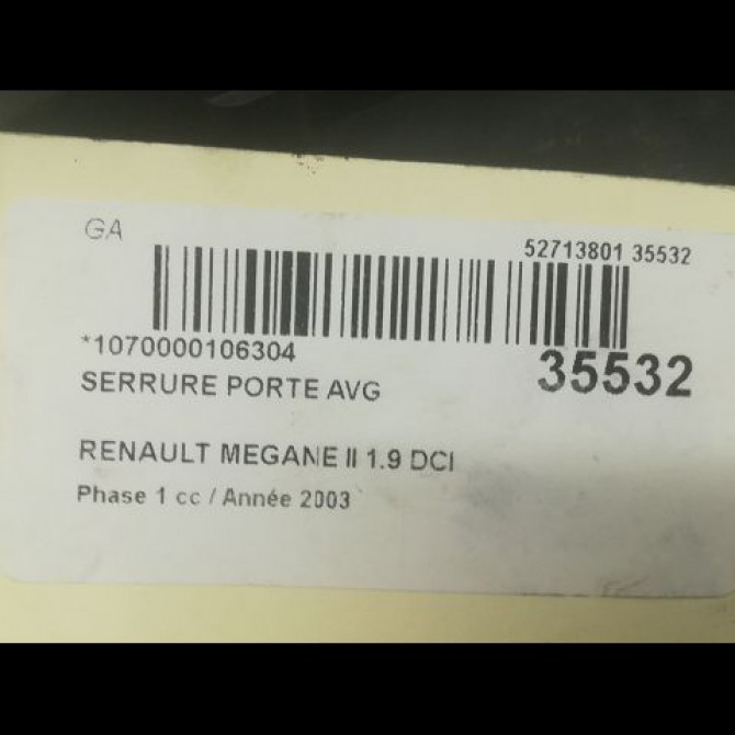 Serrure porte avg occasion RENAULT MEGANE II Phase 1 09-2003->12-2005 1.9 DCI 120ch 8200119122 5