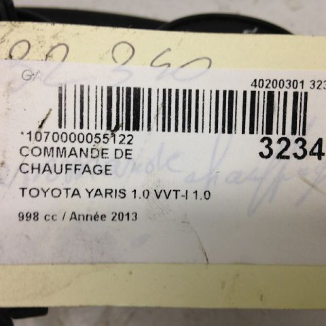 Commande de chauffage occasion TOYOTA YARIS III YARIS III Phase 1 2011-03-01->2015-04-30 4