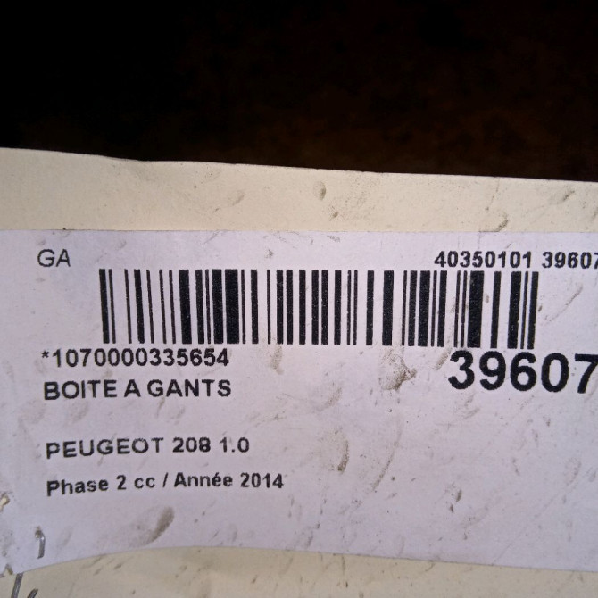 Boite à gants occasion PEUGEOT 208 Phase 2 04-2015->... 1.0 PURETECH 68ch 3