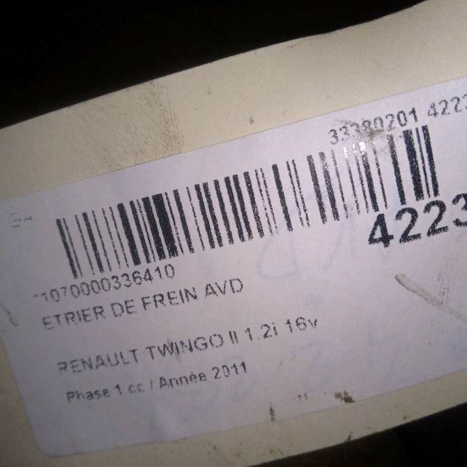 Etrier de frein avant droit occasion RENAULT TWINGO II Phase 1 06-2007->11-2011 1.2i 16v 75ch 3