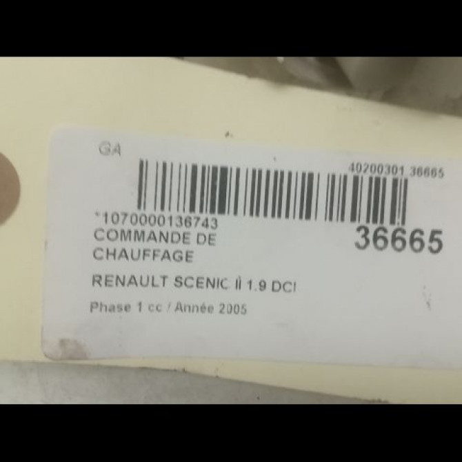 Commande de chauffage occasion RENAULT SCENIC II Phase 1 03-2004->09-2006 1.9 DCI 120ch 7701056580 3