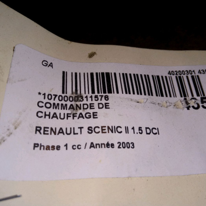 Commande de chauffage occasion RENAULT SCENIC II Phase 1 03-2004->09-2006 1.5 DCI 80ch 7701056580 3