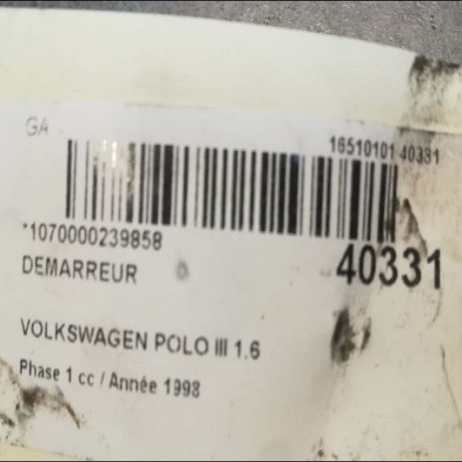 Démarreur occasion VOLKSWAGEN POLO III Phase 1 10-1994->11-1999 1.6 85911023KX 3