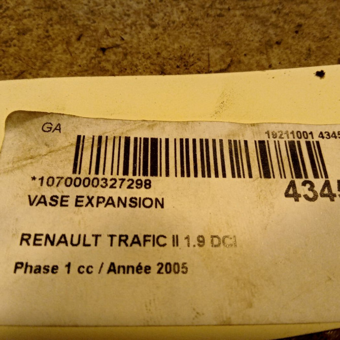 Vase expansion occasion RENAULT TRAFIC II Phase 1 10-2001->08-2006 1.9 DCI 100ch 7701206774 4