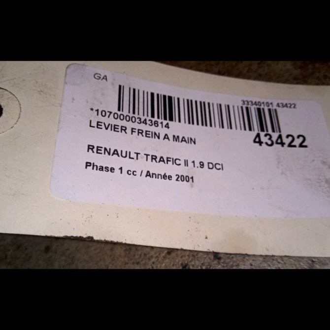 Levier frein a main occasion RENAULT TRAFIC II Phase 1 10-2001->08-2006 1.9 DCI 100ch 360103501R 4