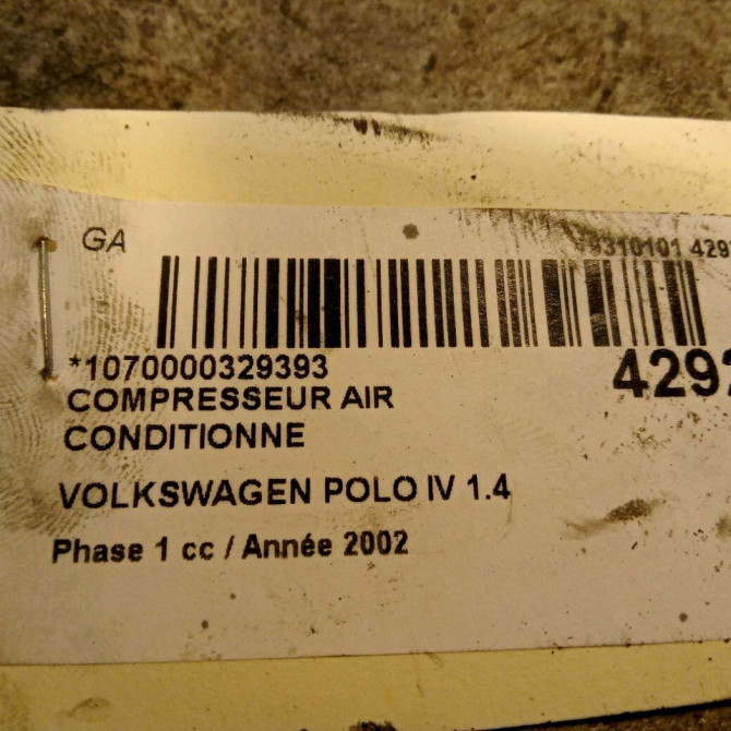 Compresseur air conditionne occasion VOLKSWAGEN POLO IV Phase 1 01-2002->05-2005 1.4 TDI 75ch 6Q0820803DX 5