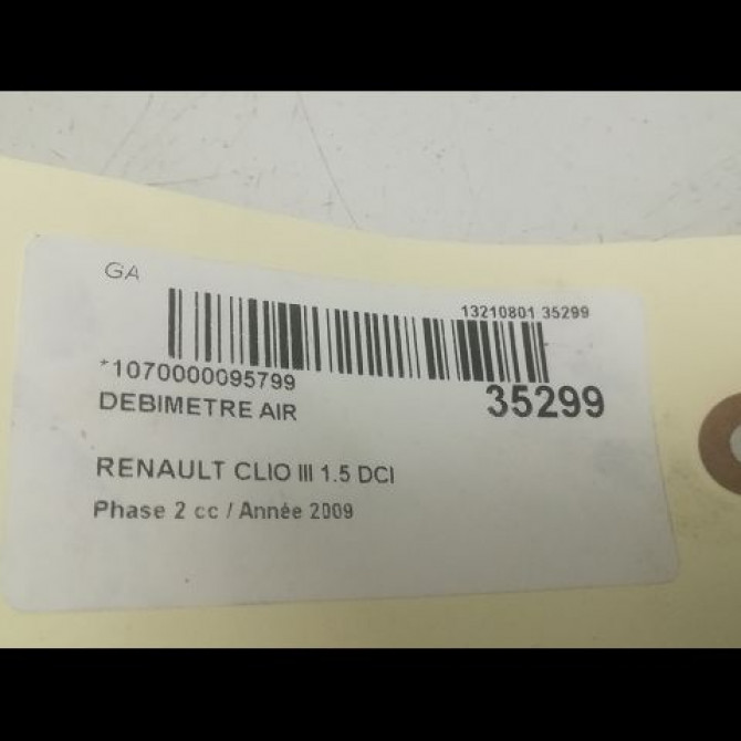 Debimetre air occasion RENAULT CLIO III Phase 2 03-2009->12-2014 1.5 DCI 85ch 8200454482 3