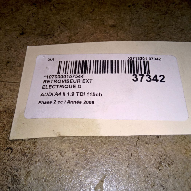 Retroviseur exterieur electrique droit occasion AUDI A4 II Phase 2 09-2004->04-2008 1.9 TDI 115ch 8E1858532AC01C 3