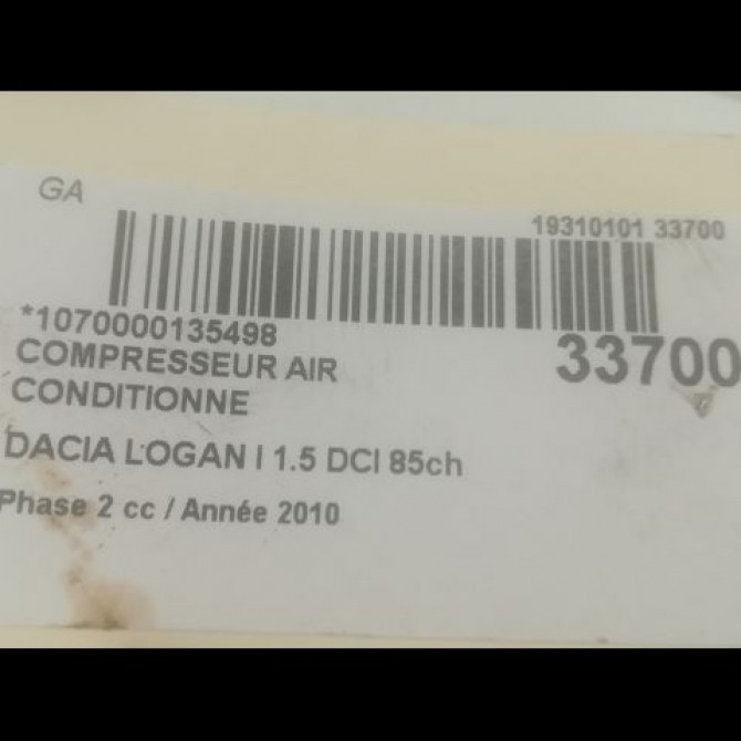 Compresseur air conditionne occasion DACIA LOGAN I Phase 2 07-2008->12-2012 1.5 DCI 85ch 926006229R 3