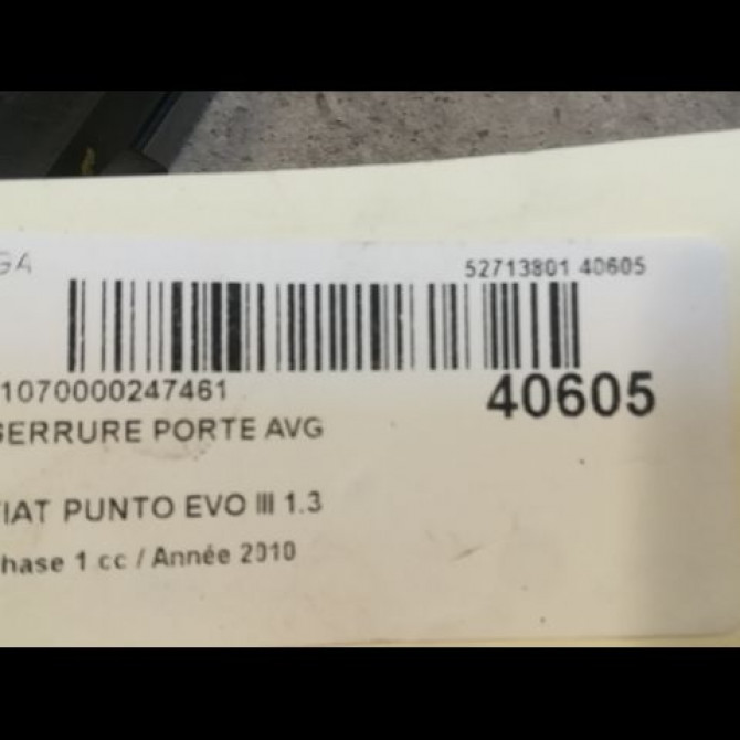 Serrure porte avg occasion FIAT PUNTO EVO III Phase 1 10-2009->12-2013 1.3 MULTIJET 75ch 51858835 3