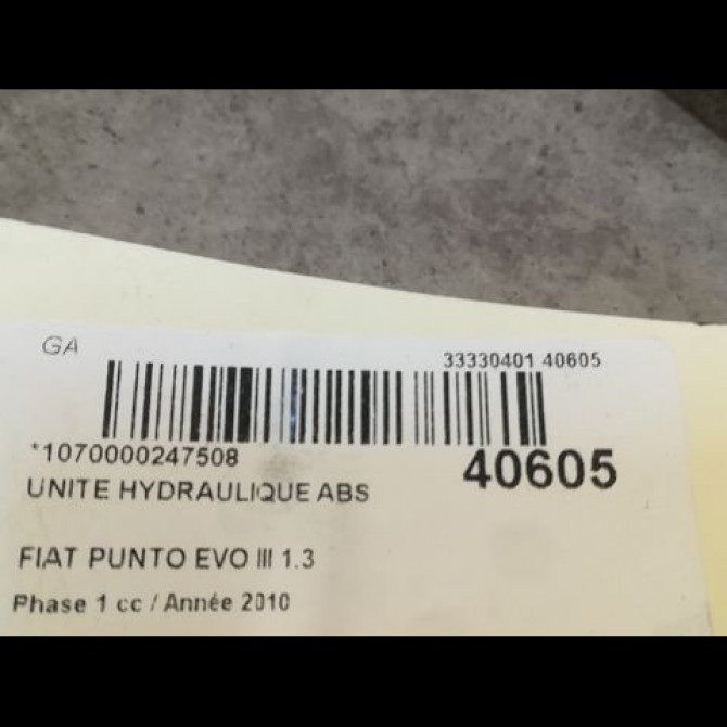 Unité hydraulique ABS occasion FIAT PUNTO EVO III Phase 1 10-2009->12-2013 1.3 MULTIJET 75ch 71753355 3