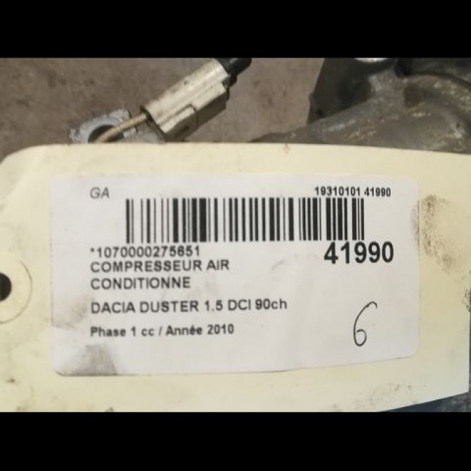 Compresseur air conditionne occasion DACIA DUSTER Phase 1 03-2010->12-2013 1.5 DCI 90ch 926006229R 3