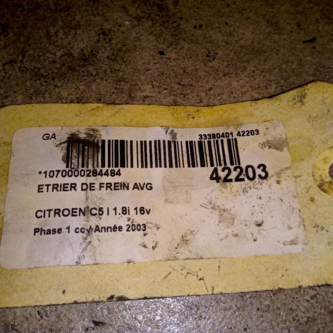 Etrier de frein avant gauche occasion CITROEN C5 I Phase 1 03-2001->09-2004 1.8i 16v 4400L4 4