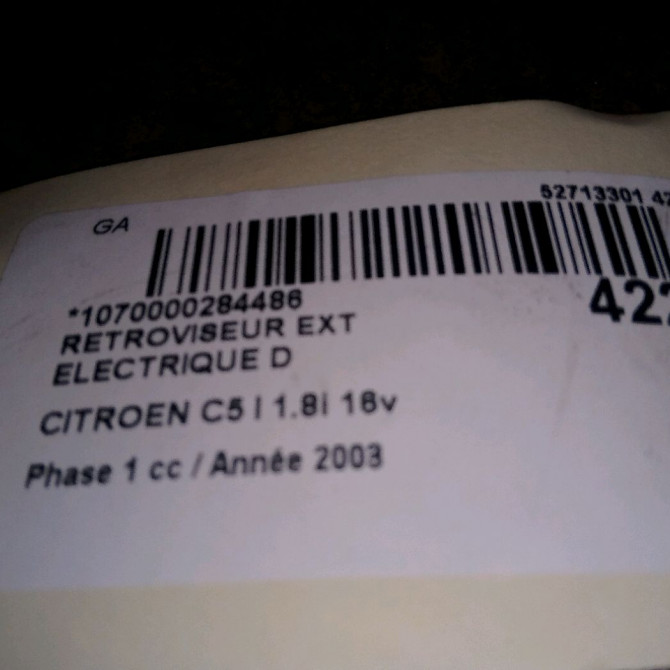 Retroviseur exterieur electrique droit occasion CITROEN C5 I Phase 1 03-2001->09-2004 1.8i 16v 8149JA 3