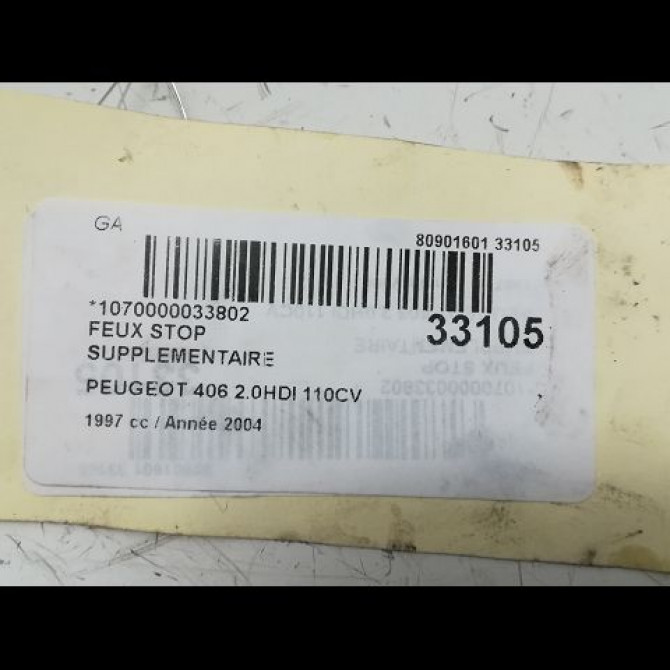Feux stop supplementaire occasion PEUGEOT 406 Phase 2 04-1999->04-2004 2.0 HDI 110ch 6351P5 4