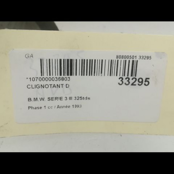 Clignotant droit occasion B.M.W. SERIE 3 III Phase 1 01-1991->04-1998 325tds 82199403096 3