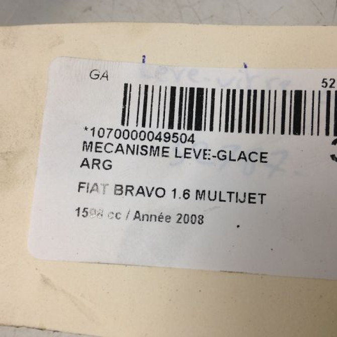 Mecanisme leve-glace arrière gauche occasion FIAT BRAVO II BRAVO II Phase 1 2007-03-01->2011-12-31 1.6 DT MULTIJET 16v 105ch 3