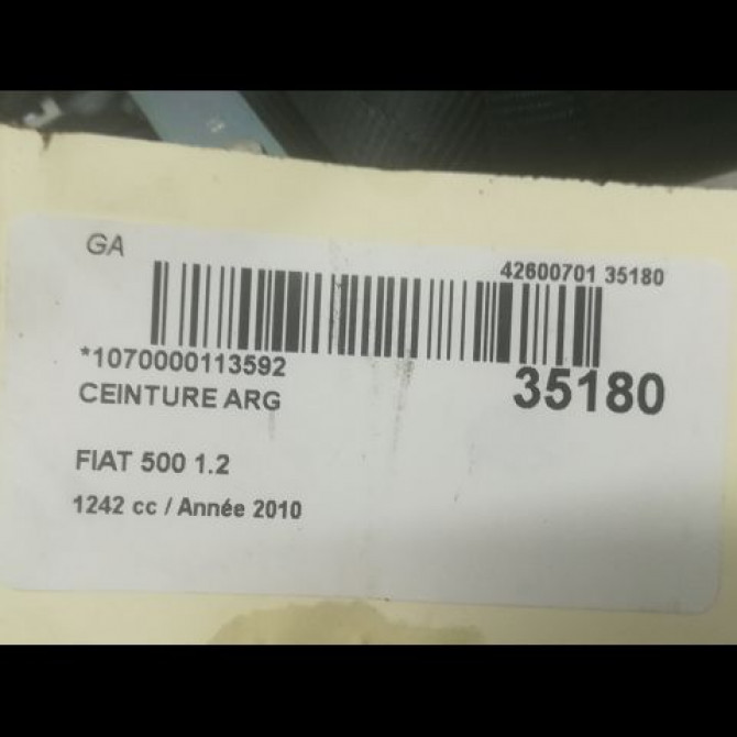 Ceinture arrière gauche occasion FIAT 500 II phase 2 04-2014->... 1.2i 69ch 735451739 4