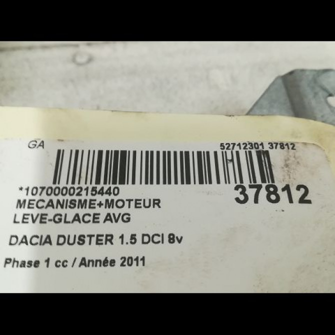 Mecanisme+moteur leve-glace avg occasion DACIA DUSTER Phase 1 03-2010->12-2013 1.5 DCI 8v 110ch 807213506R 3