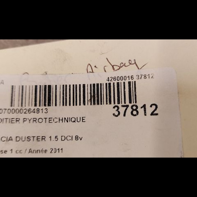 Boitier pyrotechnique occasion DACIA DUSTER Phase 1 03-2010->12-2013 1.5 DCI 8v 110ch 8201385569 2