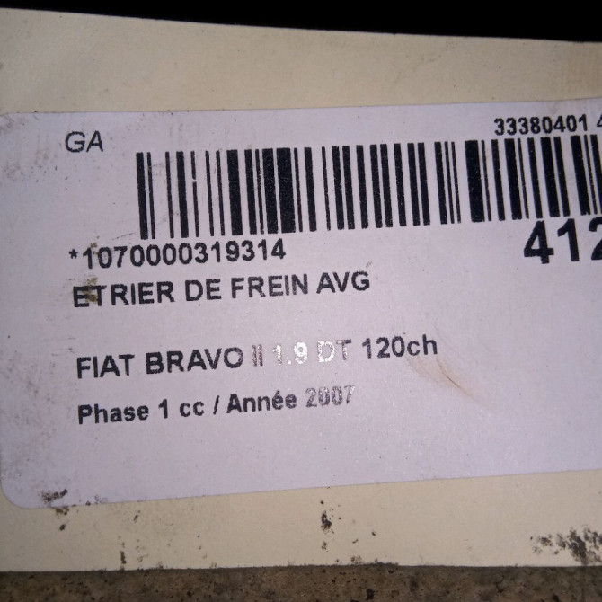 Etrier de frein avant gauche occasion FIAT BRAVO II BRAVO II Phase 1 2007-03-01->2011-12-31 1.9 DT 120ch 77364650 3