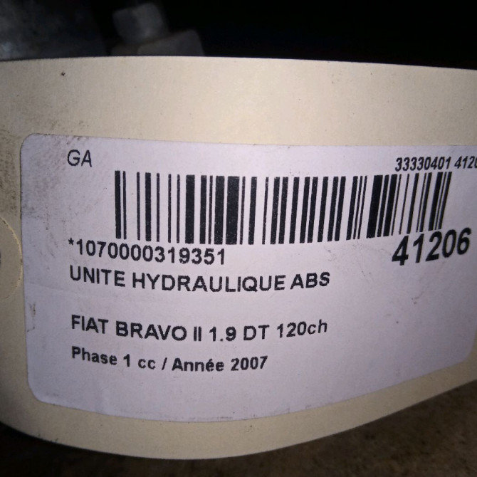 Unité hydraulique ABS occasion FIAT BRAVO II BRAVO II Phase 1 2007-03-01->2011-12-31 1.9 DT 120ch 71751083 6