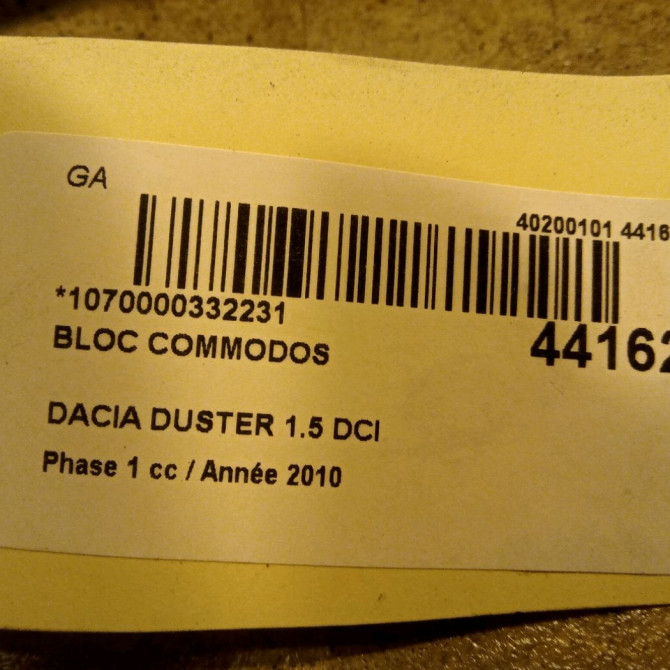 Bloc commodos occasion DACIA DUSTER Phase 1 03-2010->12-2013 1.5 DCI 110ch 3