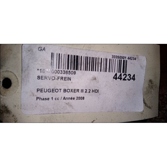 Servo-frein occasion PEUGEOT BOXER III Phase 1 06-2006->... 2.2 HDI 100ch 4535X6 4